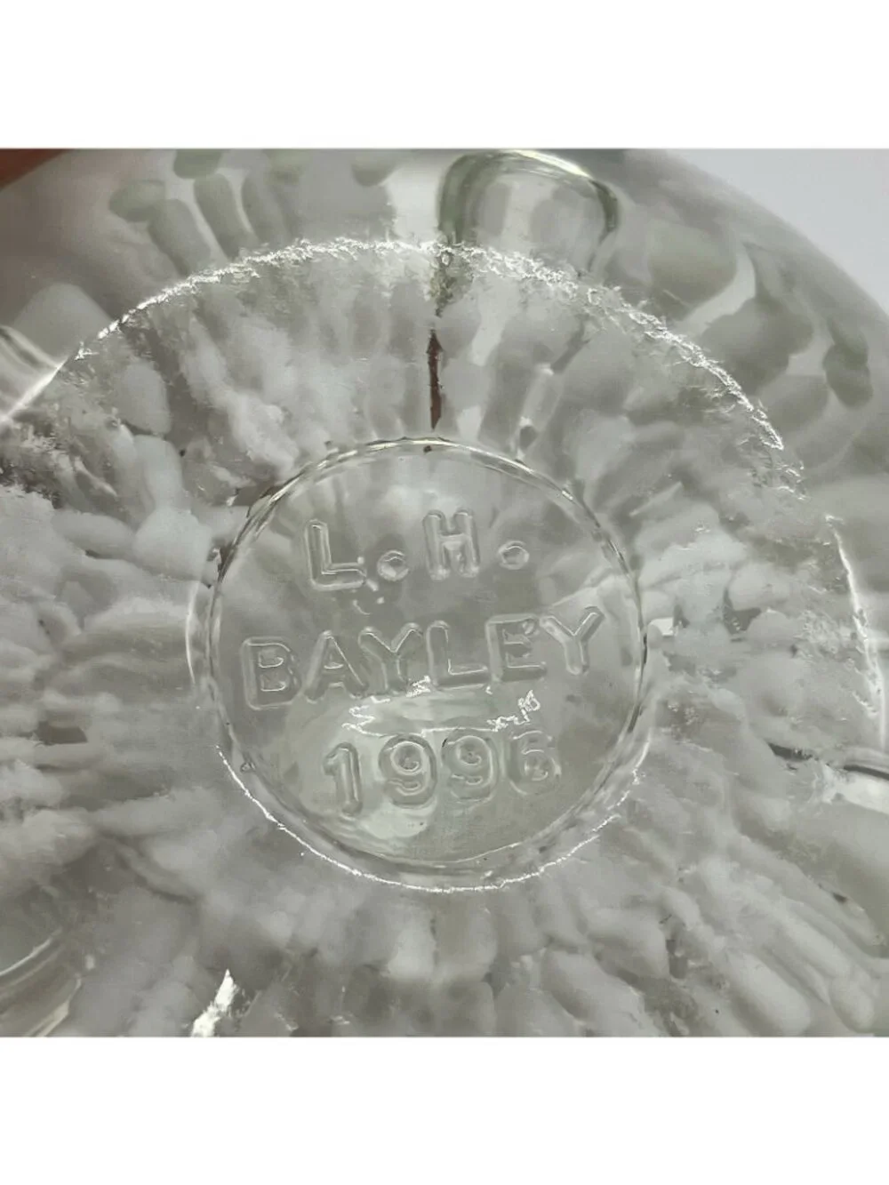 1996 L.H. Bayley Glass Floral Paperweight 3” Signed - W17